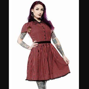 SOURPUSS STRIPED SPIDERWEB LYDIA DRESS SIZE L NWT